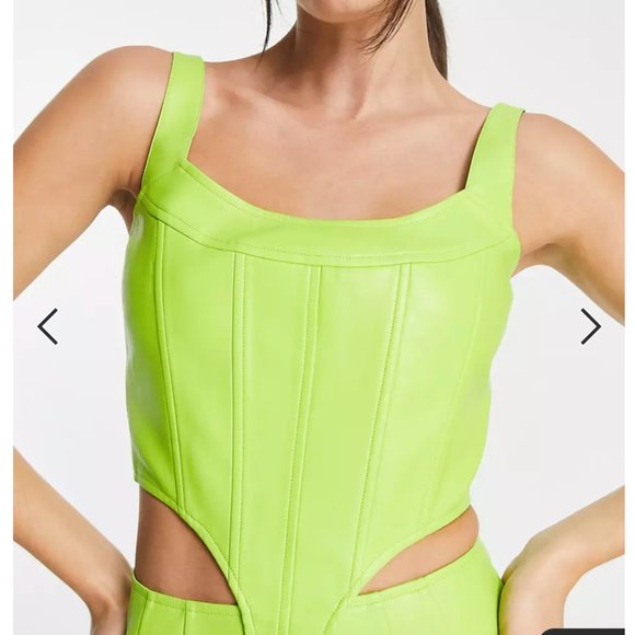 ASOS "Annorlunda" Faux Leather Lime Green Set - US 10 - Picture 3 of 8